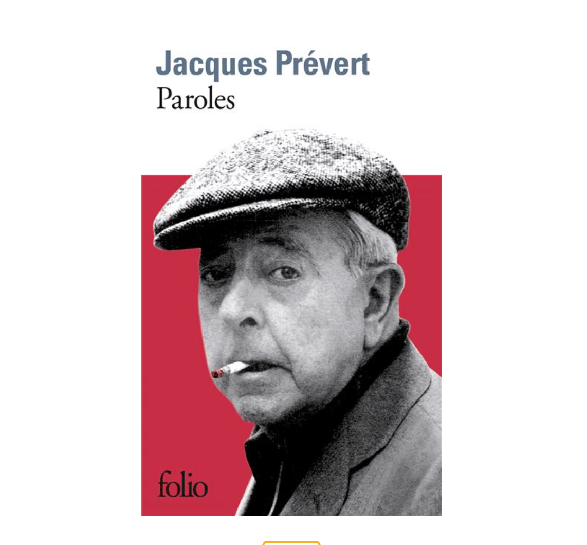 Book with face of Jacques Prévert in the cover 