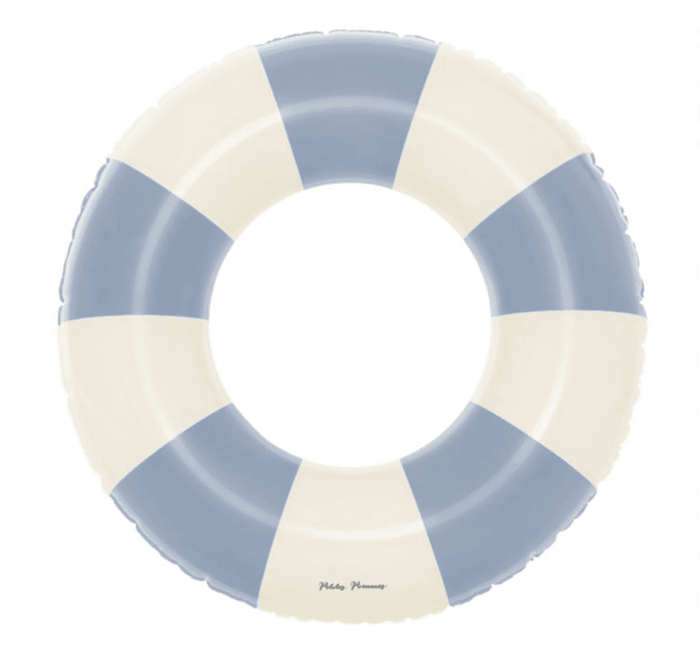 blue and white striped buoy