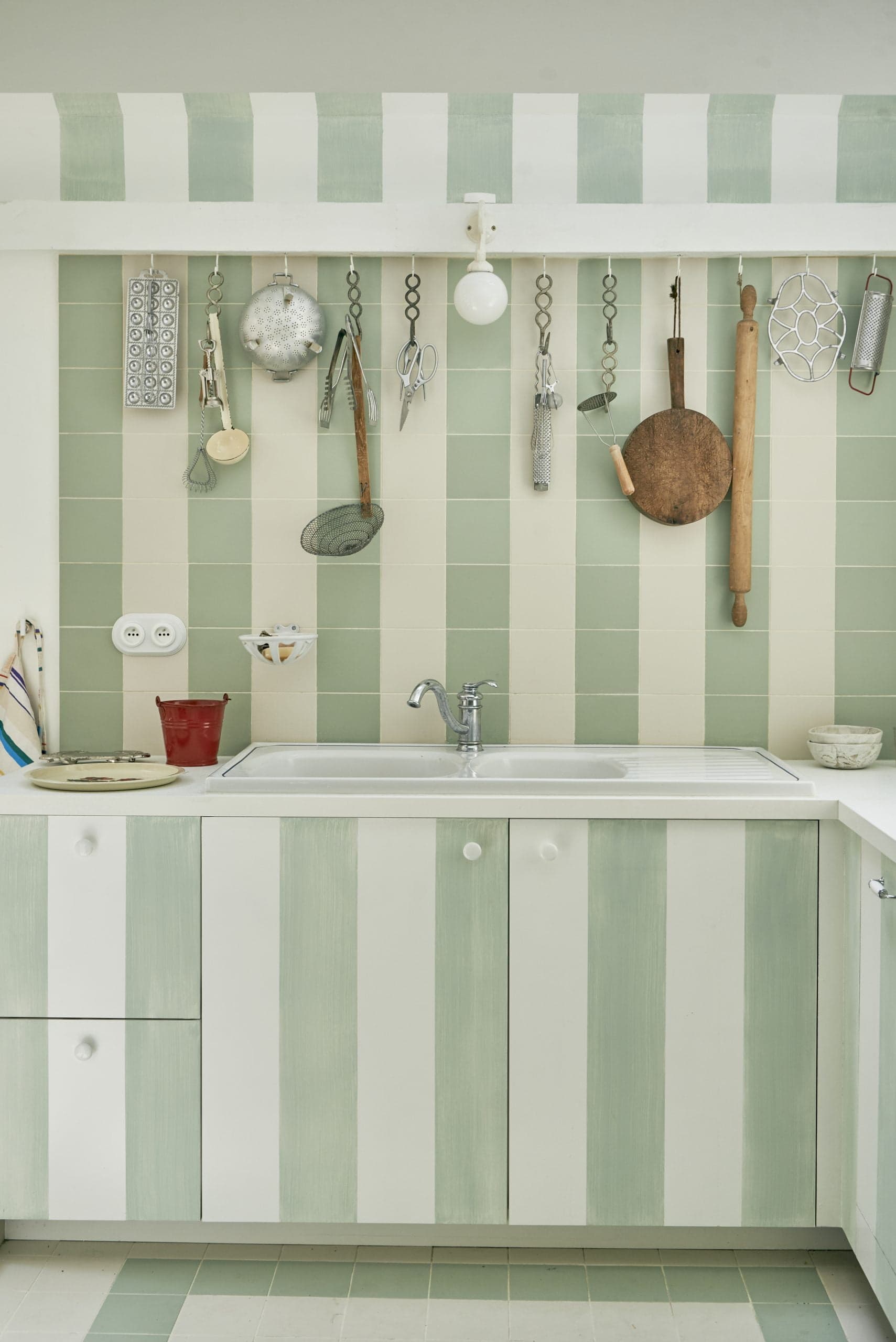 striped kitchen and storage