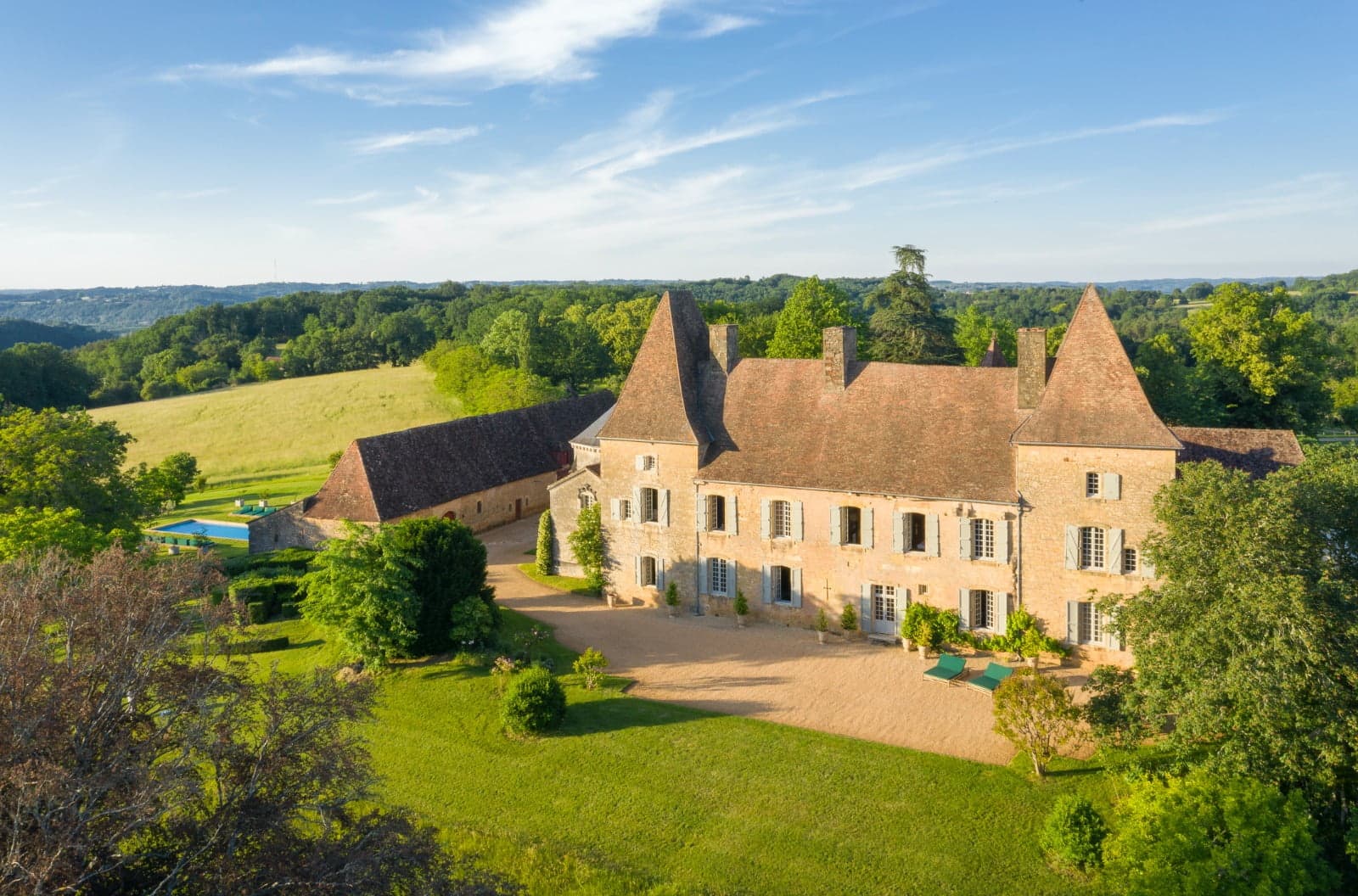 Le Château de la Bourlie, vu du ciel. 