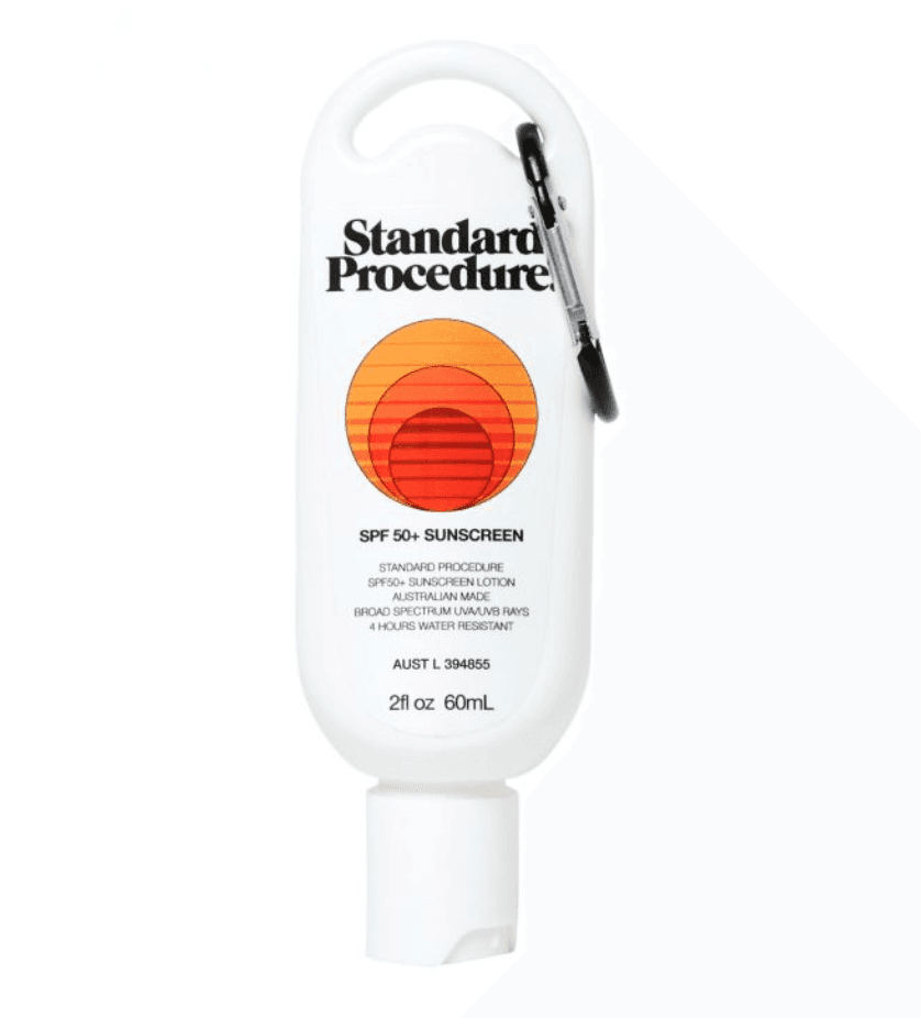 sunscreen with red and orange circles