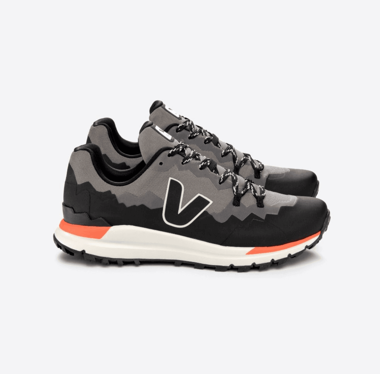 black and grey hiking boots