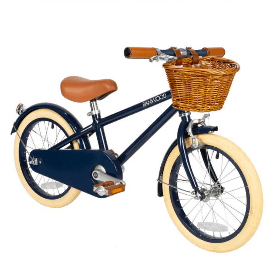 blue bike for kids with a basket