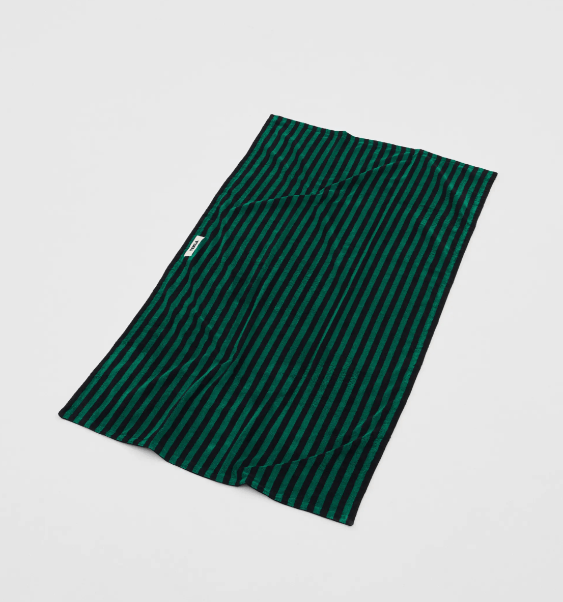 Beach towel, green and black stripes