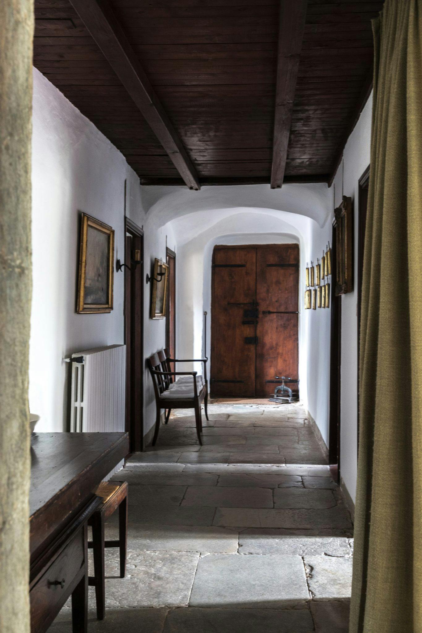 Corridor inside the convent and monastic decor