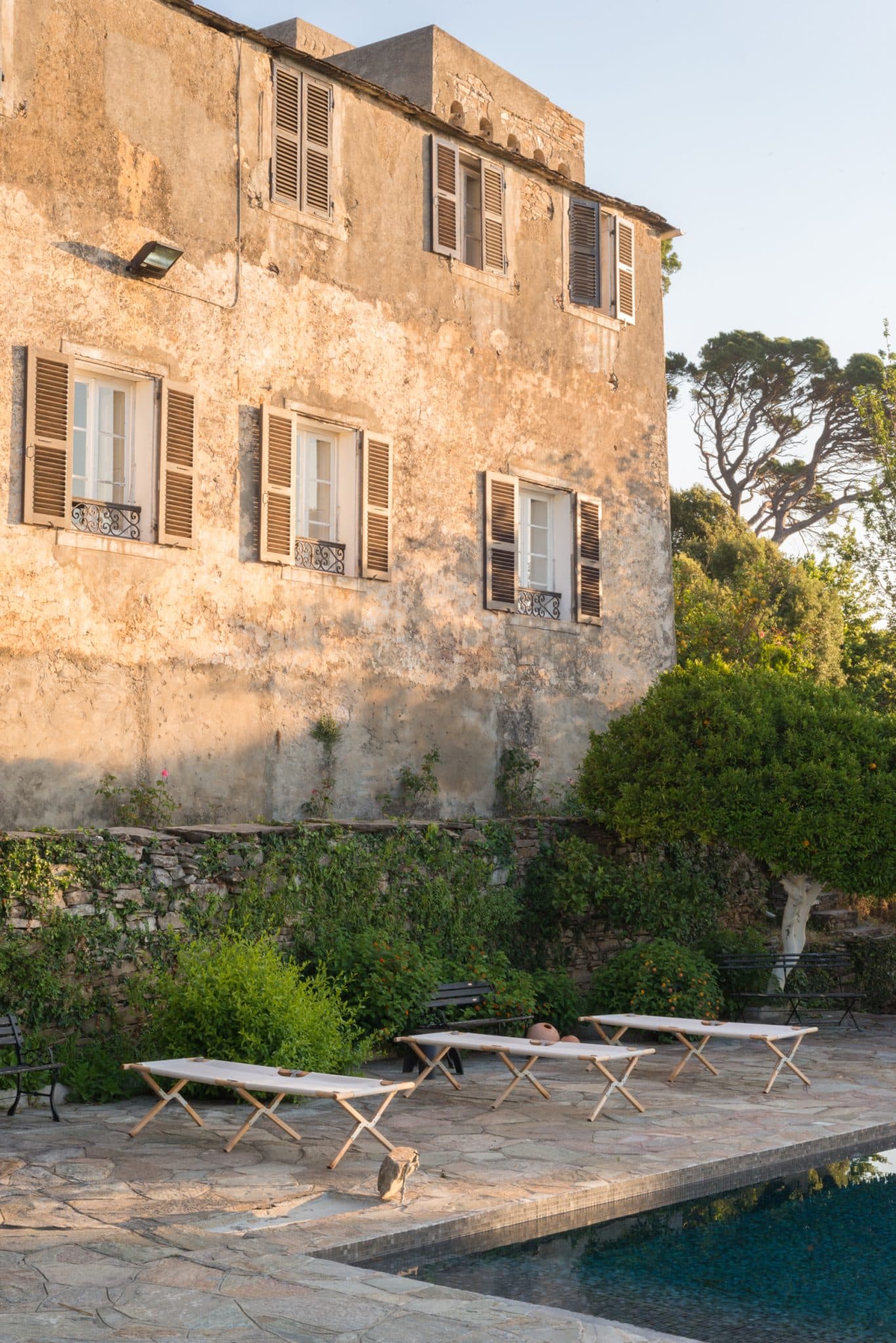 Front of the convent with pool below