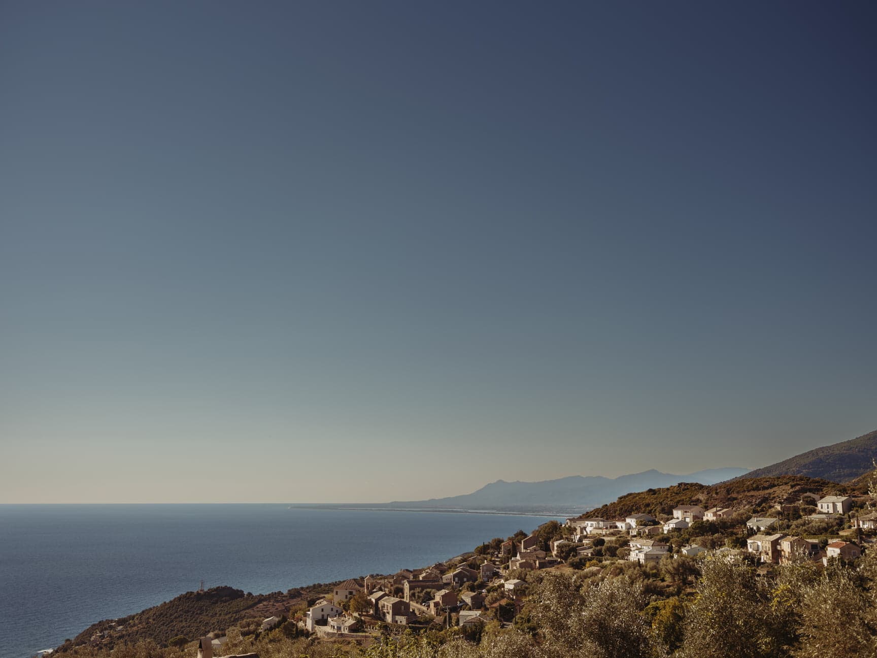 Distant view of the sea and coast