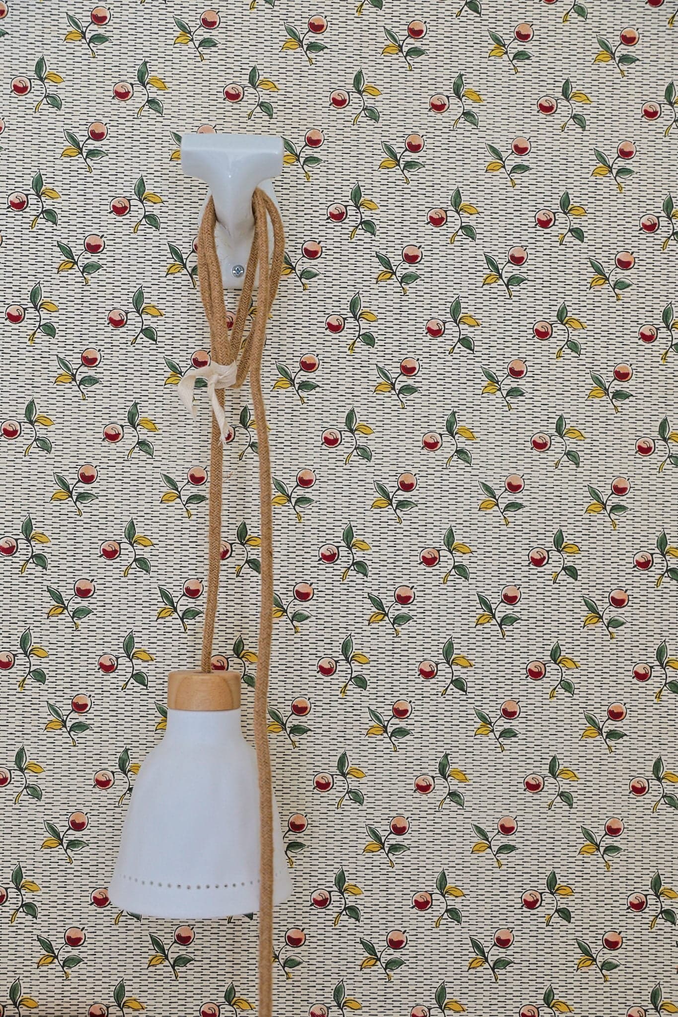 Suspension à corde sur papier peint romantique