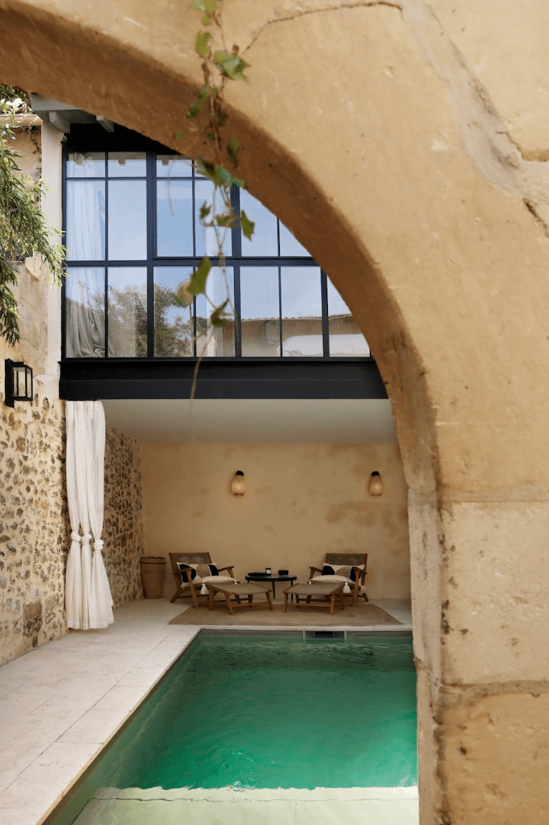 The view of the pool from the street