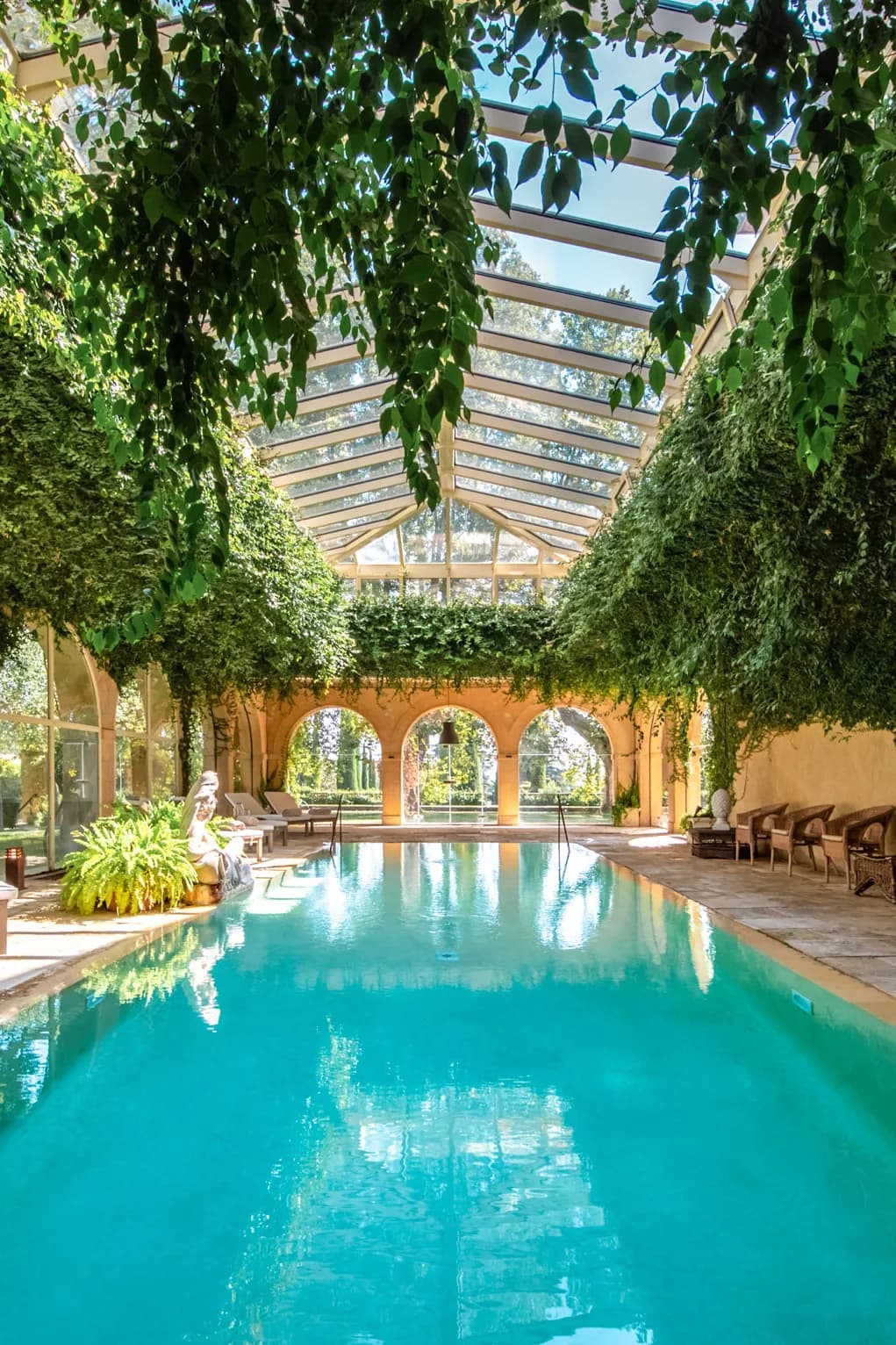 The impressive indoor pool at Château de Sannes.