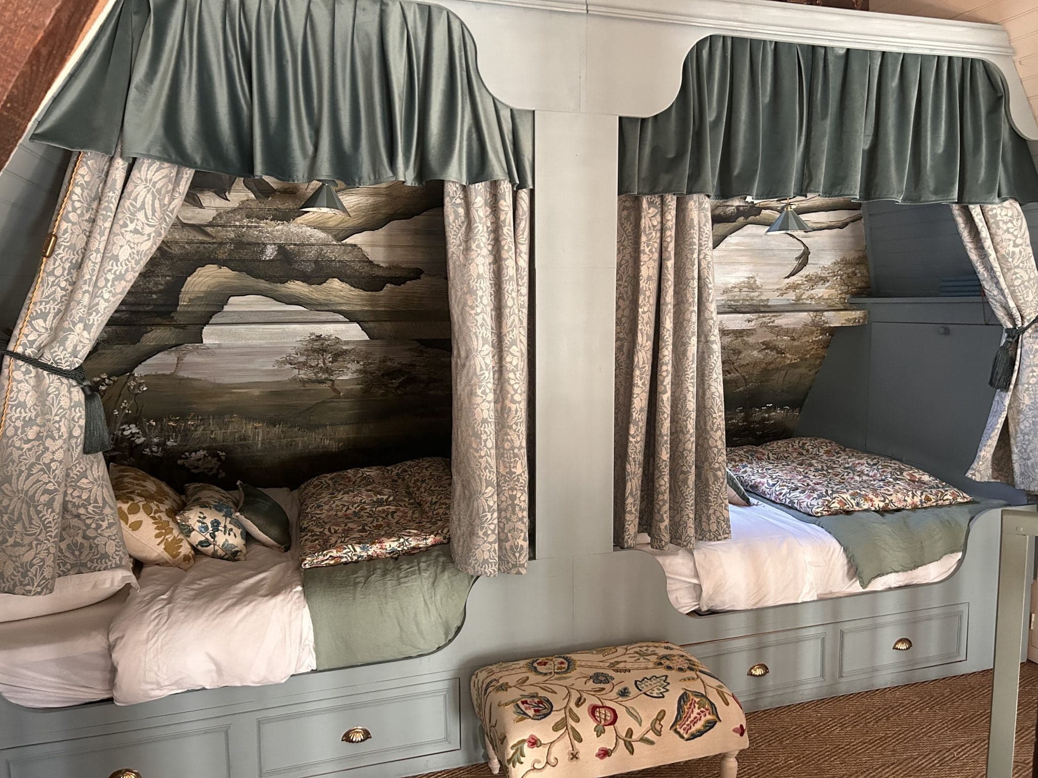 The beds in one of the rooms at La Roquerie