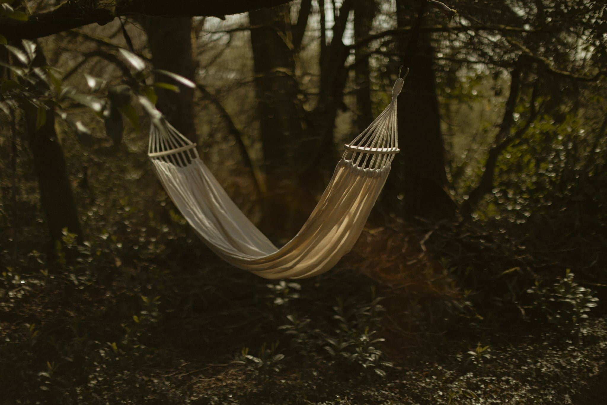 White hammock among the trees