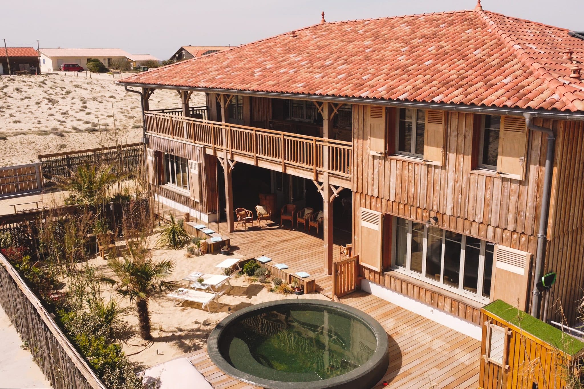 Villa Helemana hidden behind the fine sandy dunes.