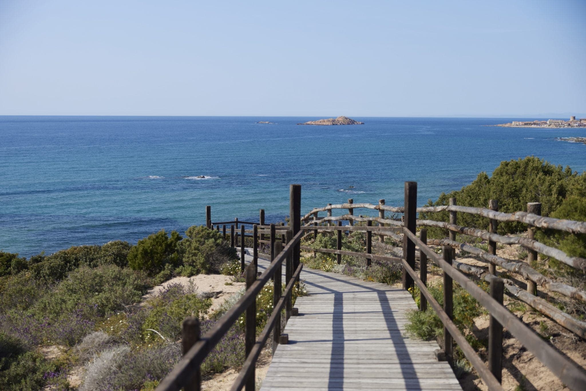 At the end of the dock, the Mediterranean sea. 