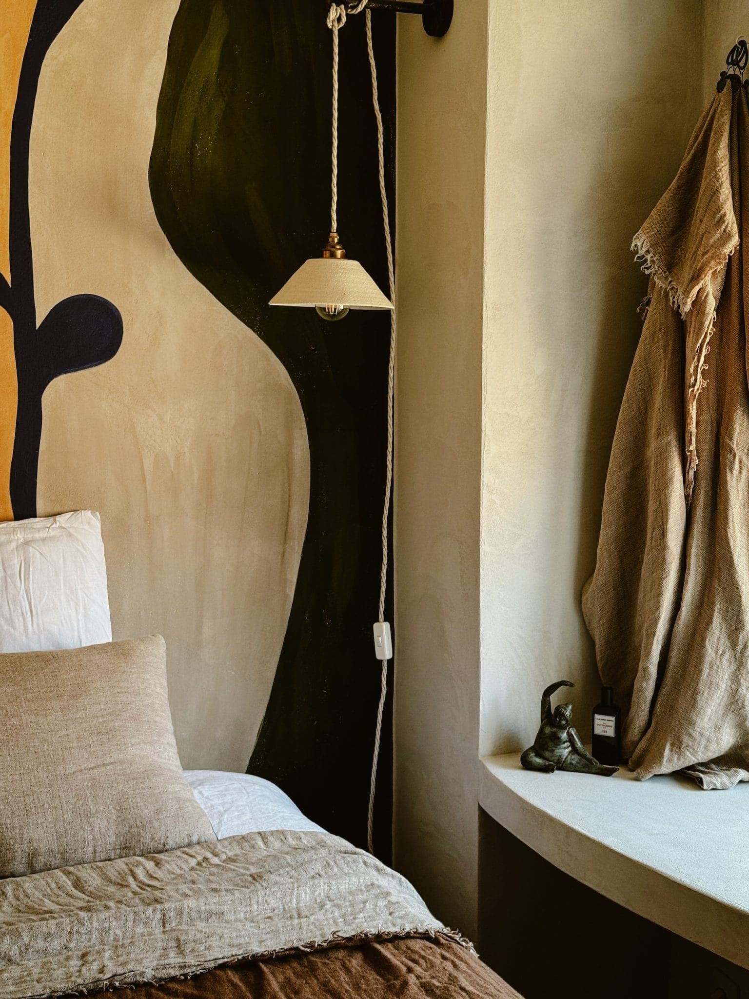 The lime murals that adorn the walls of Bleu Wisteria.