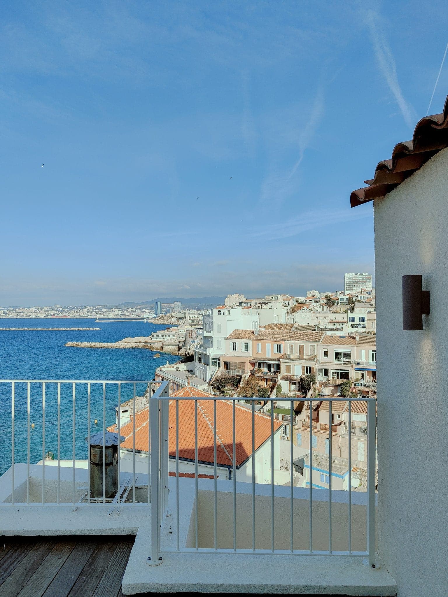 A gradient of blues from one of the terraces of Villa Mosca.