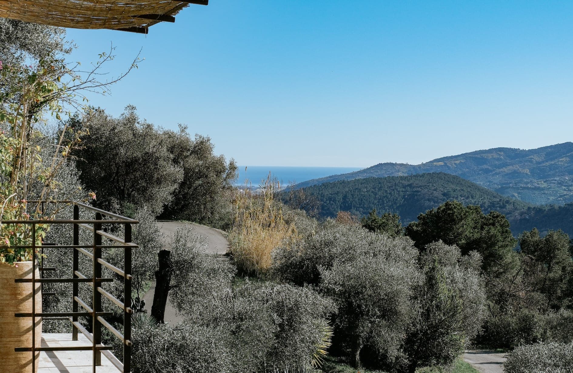 From the terrace, a full spotlight on nature and, in the distance, the sea.