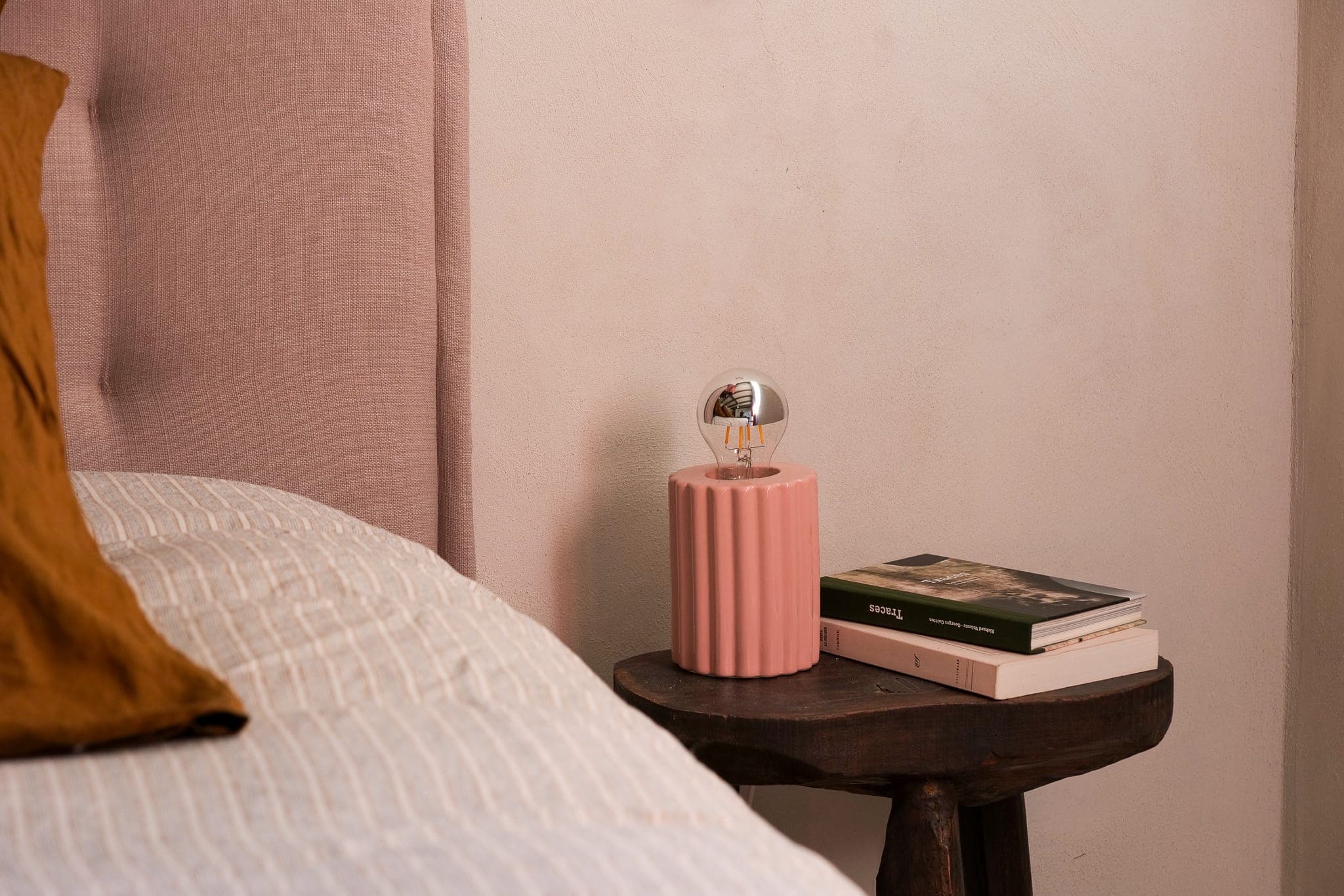 No mystery in the charming pink bedroom.