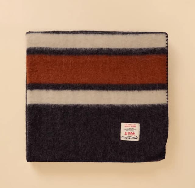 navy blue and hazelnut wool plaid