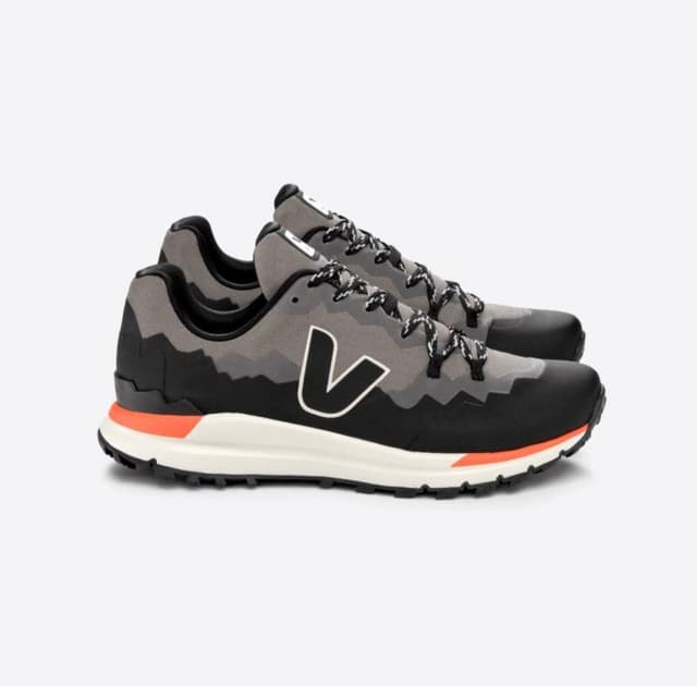 black and grey hiking boots