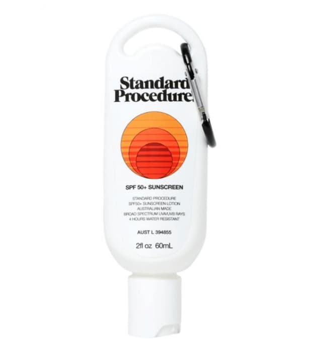 sunscreen with red and orange circles