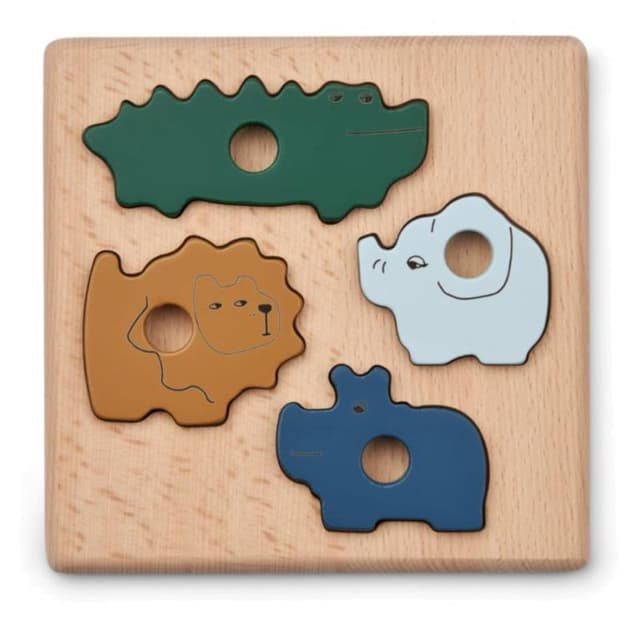 wooden puzzle with coloured animals