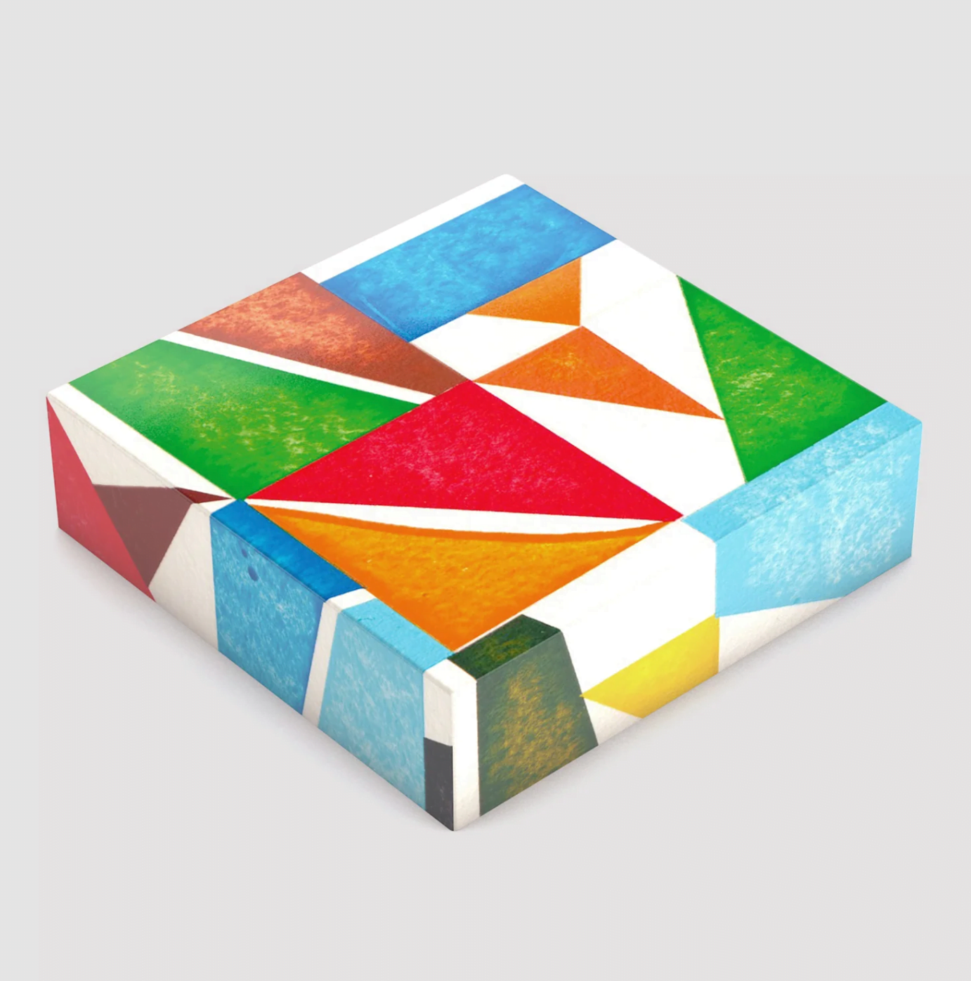 Printed jigsaw puzzle, made in France, with colourful geometric shapes