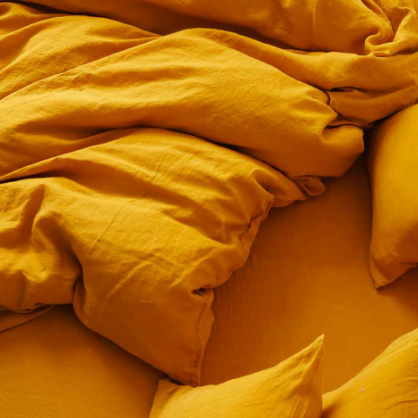 Duvet cover in washed linen - Jaune Vallauris
