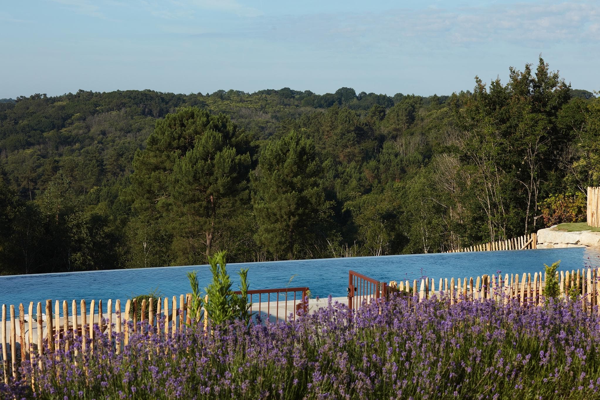 Farniente au bord de la piscine, en admirant les forêts.