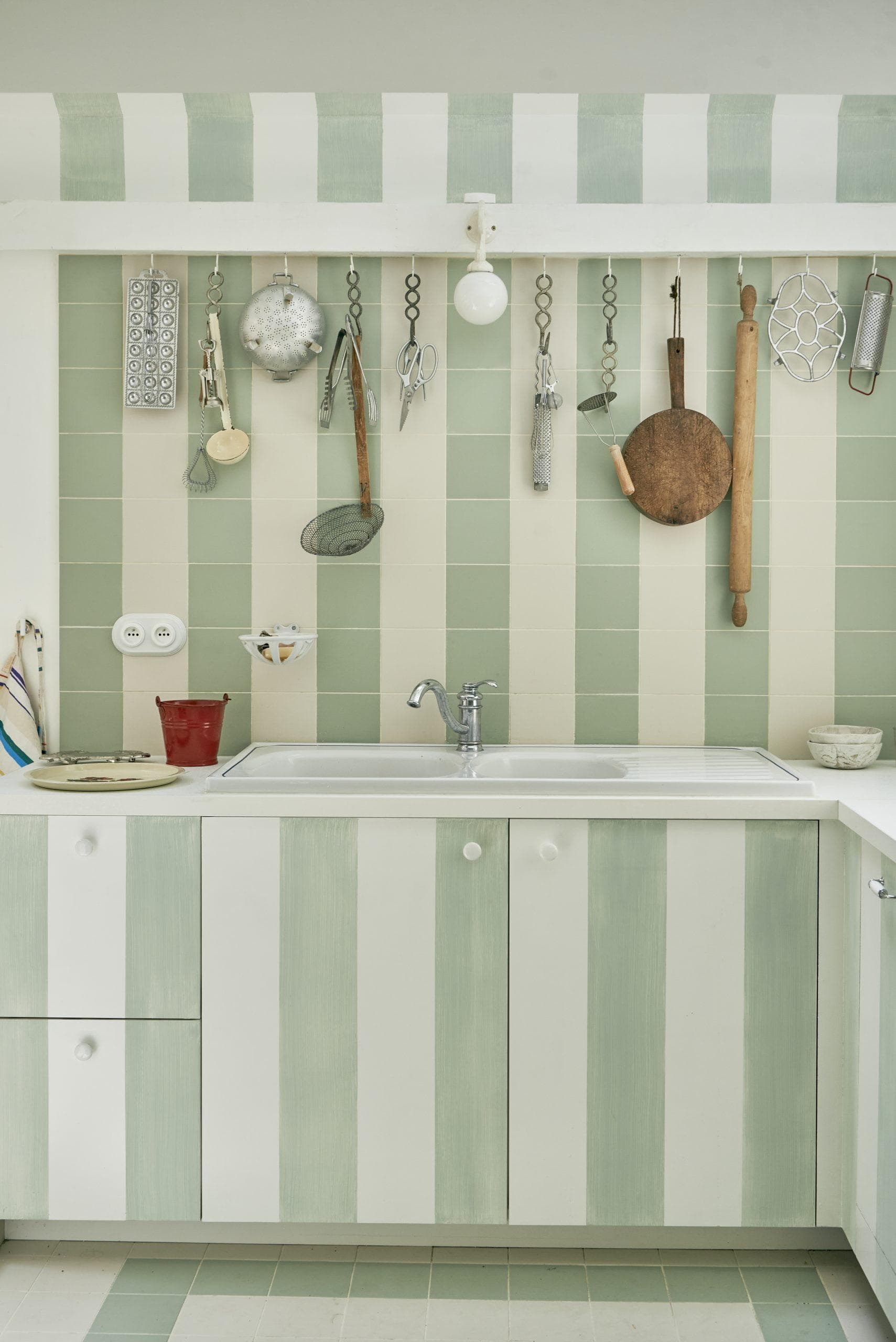 striped kitchen and storage