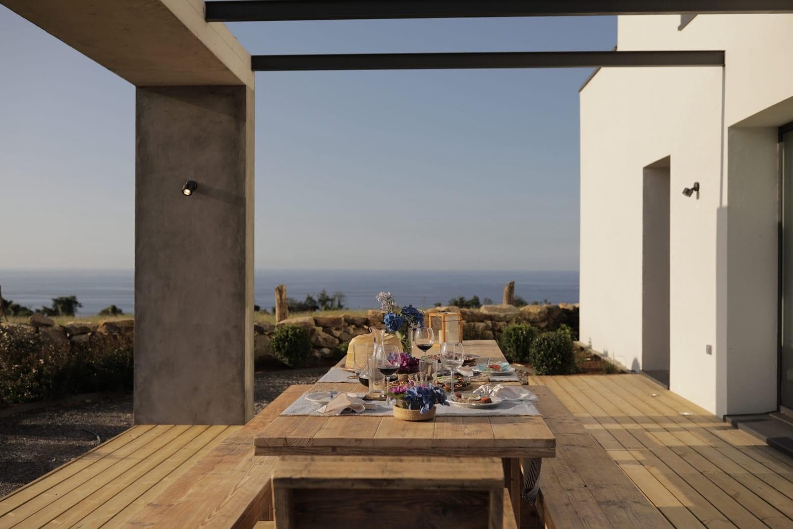 Outdoor terrace with ocean view