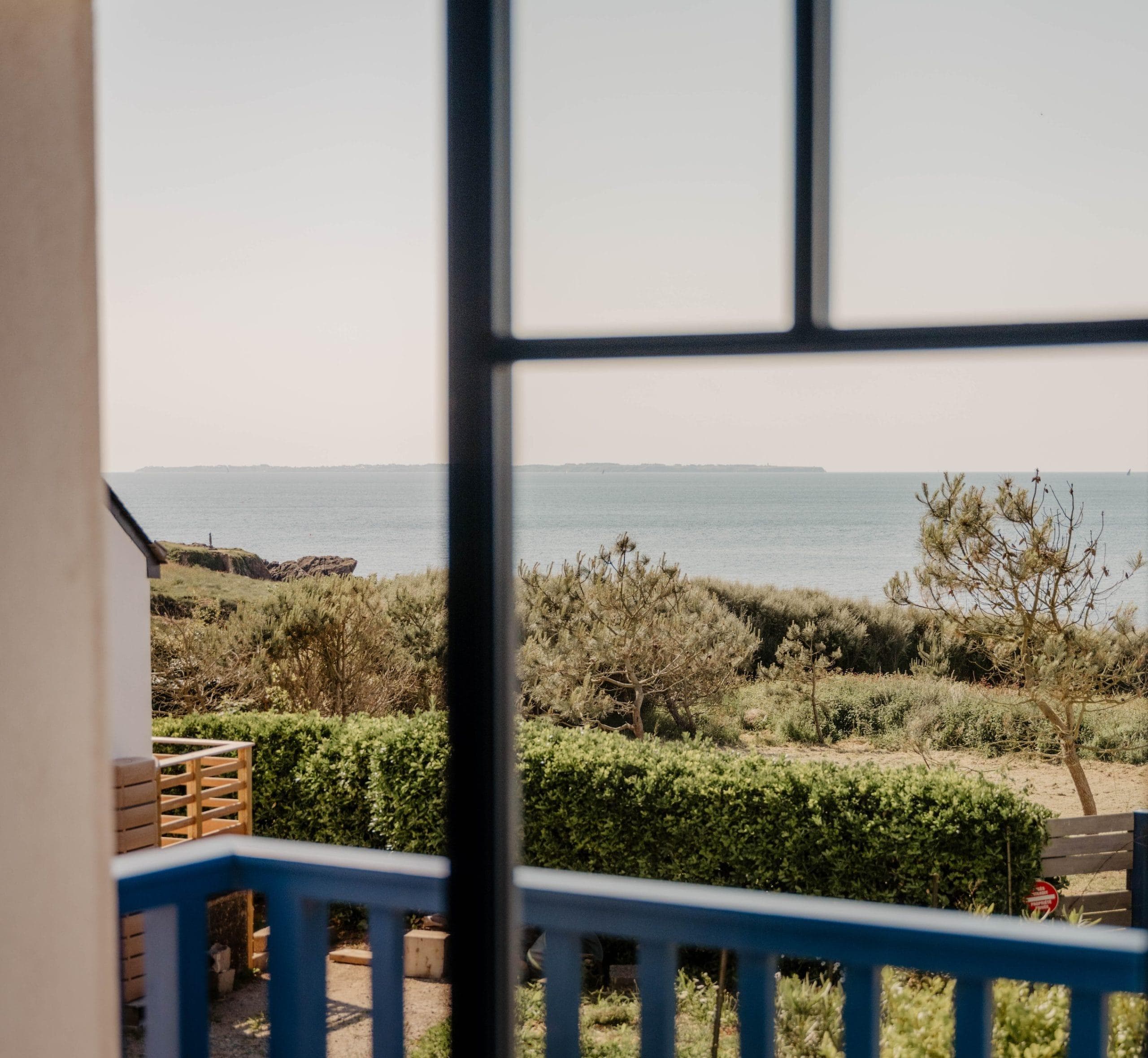 The sea view from one of the bedrooms at Le Lodge de Keruster.
