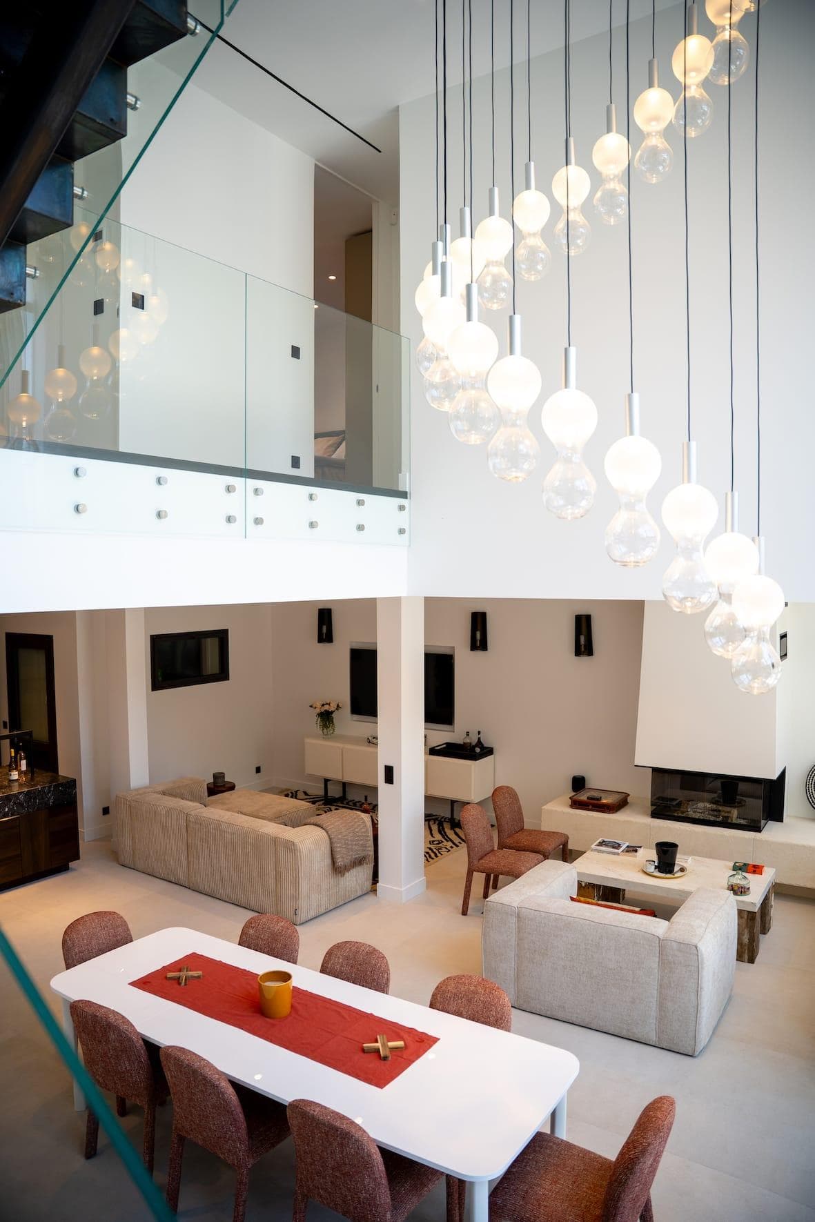 A living room with a New York loft feel.