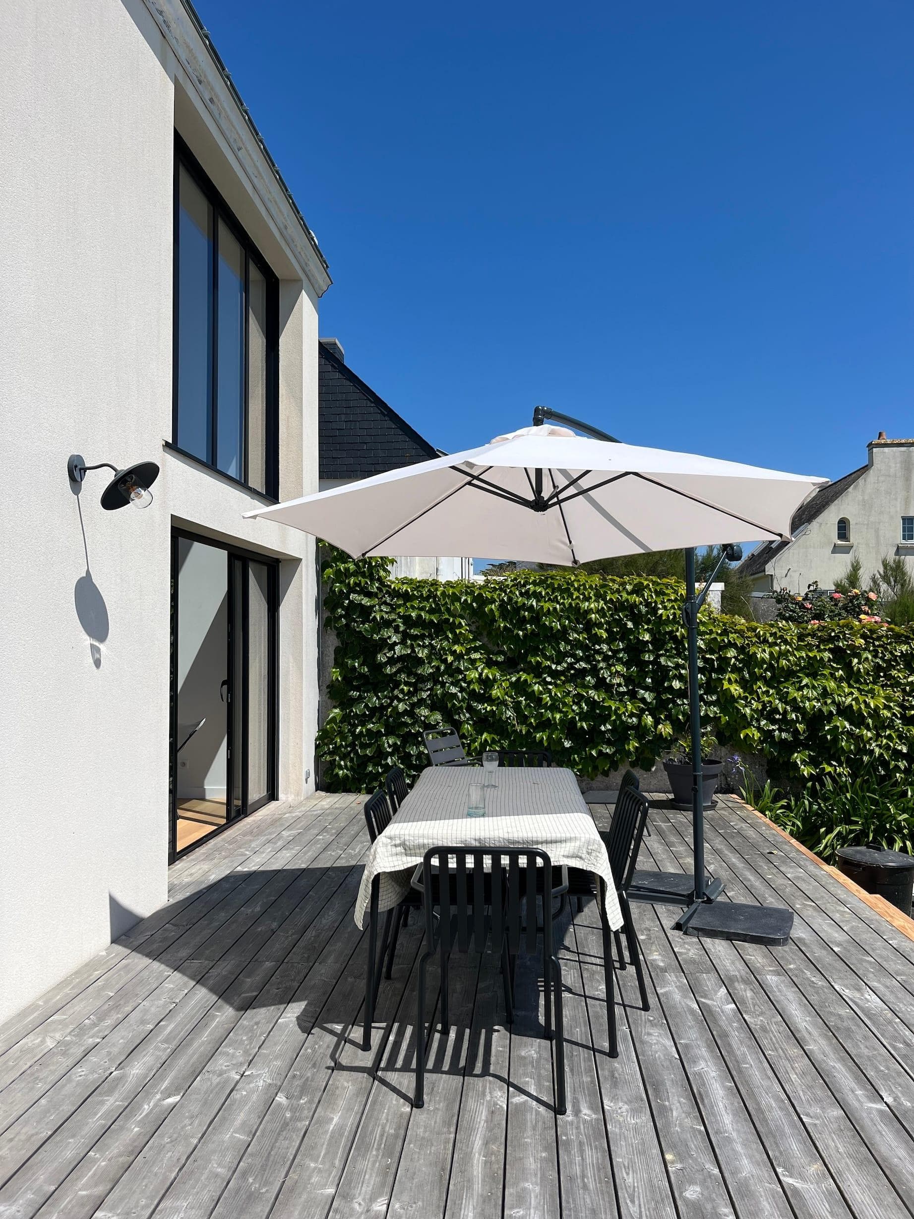 The sunny terrace at Le Bruit de la Mer.