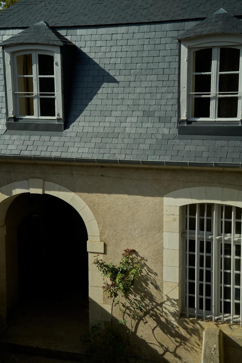 One of the entrances of the castle, where a climbing rose bush has established itself - © Benjamin Colombel