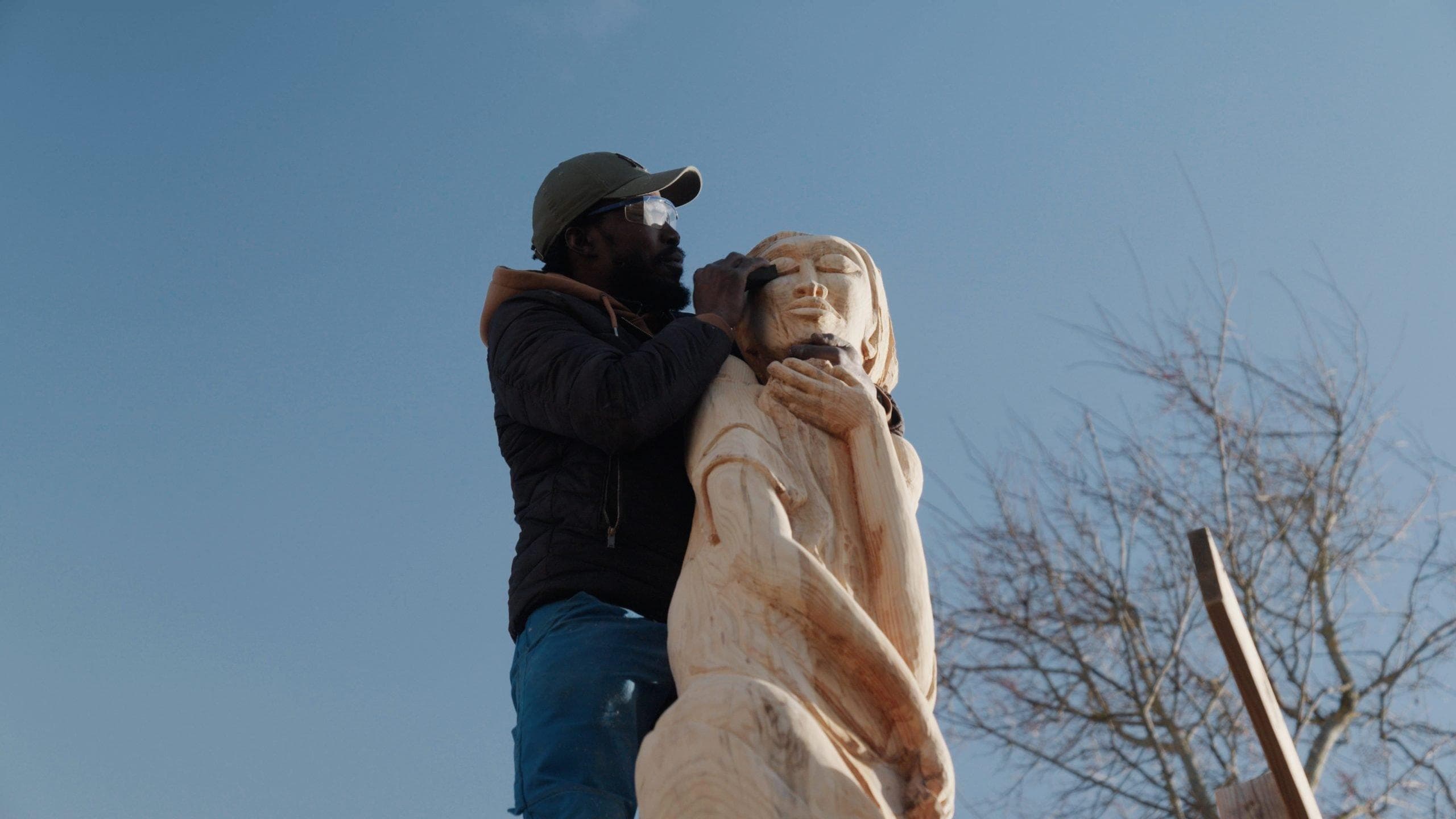 Sculptor Armand Kebfoube at work.