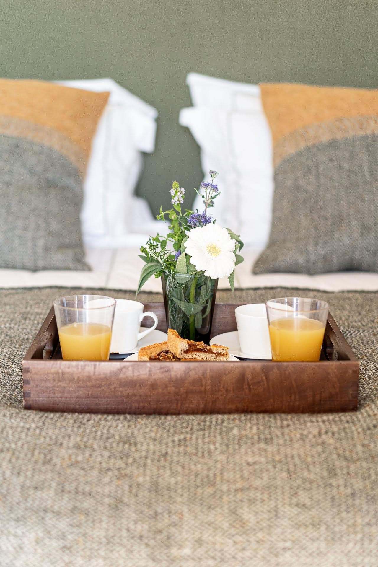 To start the day off right, breakfast in bed.