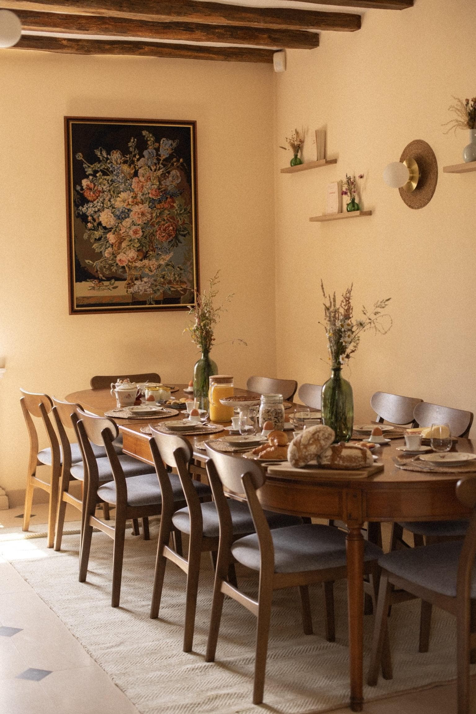 A feast in the dining room of La Rambolitaine.