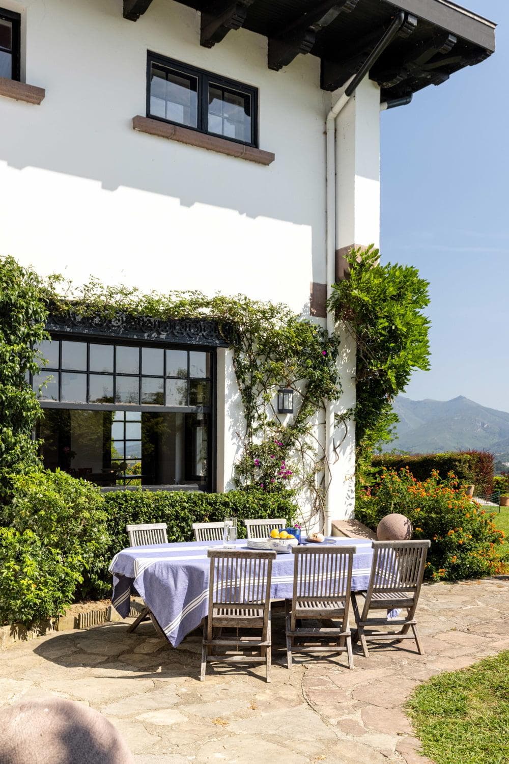 The beautiful terrace at villa Iratz in Urrugne.