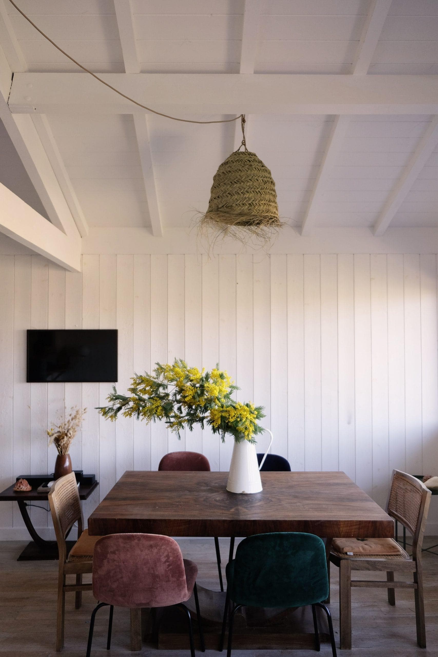 The charming living space of the cabin.
