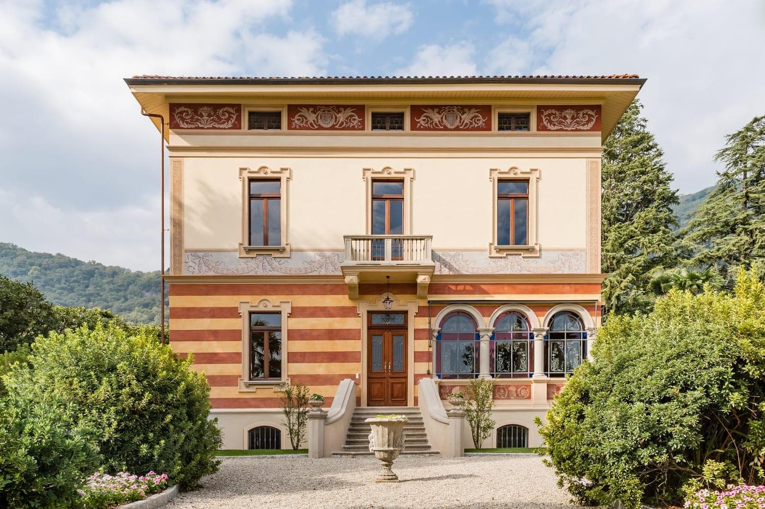 The stunning façade of Villa Orsi.