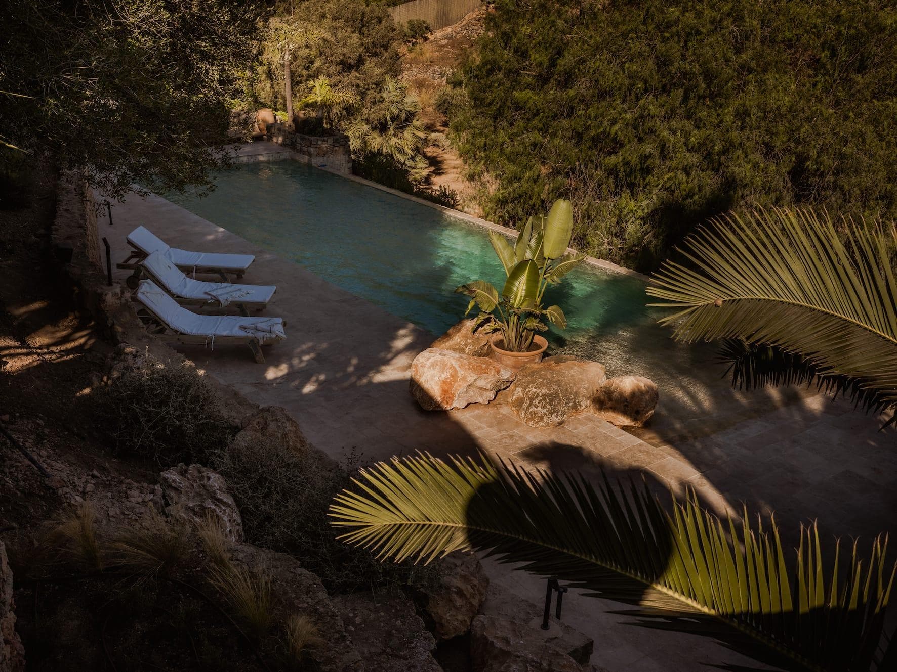 The pool at Can Nikita, hidden in the Mediterranean garden.