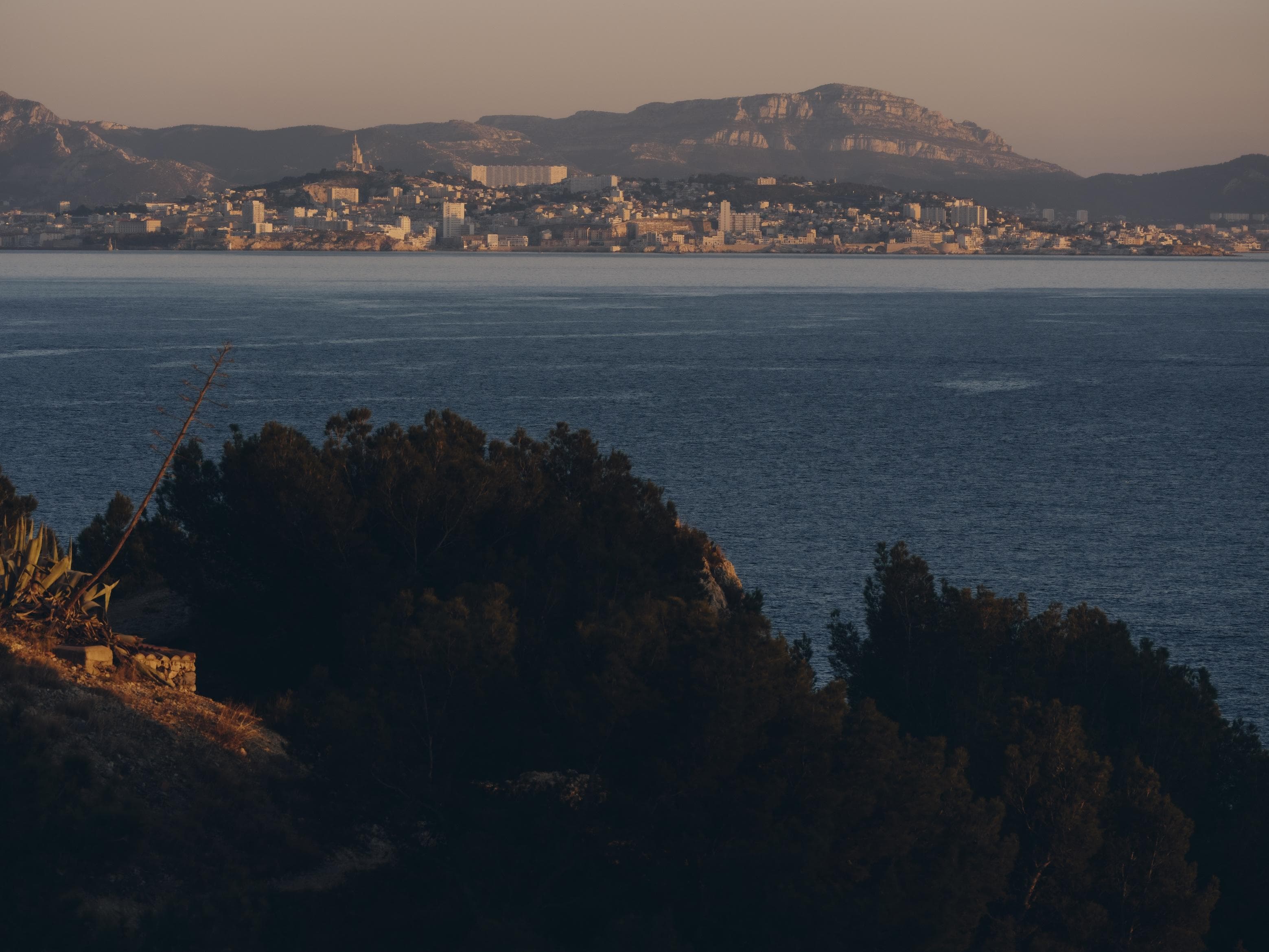 Depuis la calanque, on admire Marseille. © Charlotte Lapalus