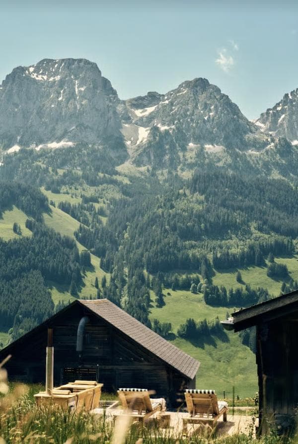 Le Lion Rouge chalet, nestled in the mountains.