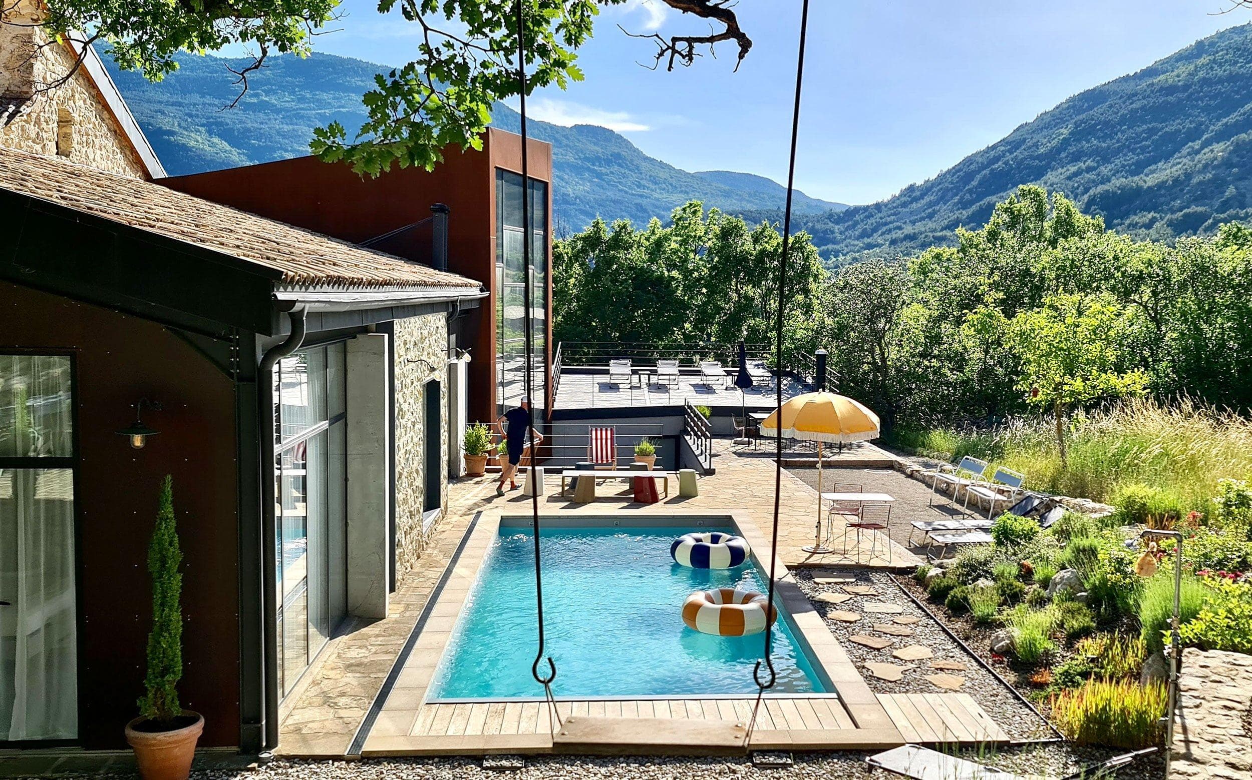 Pool with panoramic mountain views at La Maison du Mûrier.